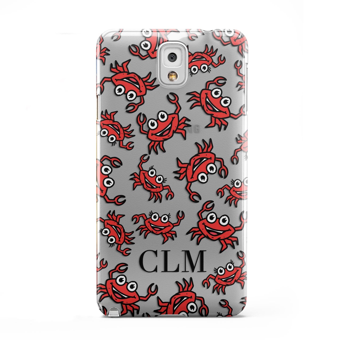 Personalised Crab Initials Clear Samsung Galaxy Note 3 Case
