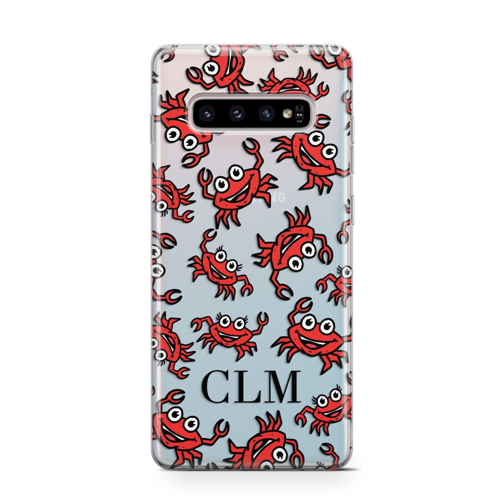 Personalised Crab Initials Clear Samsung Galaxy S10 Case