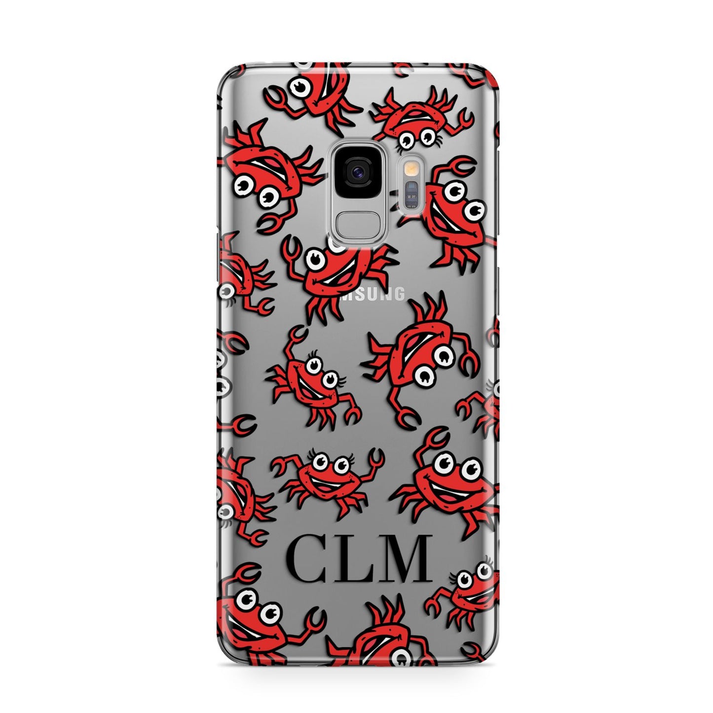 Personalised Crab Initials Clear Samsung Galaxy S9 Case