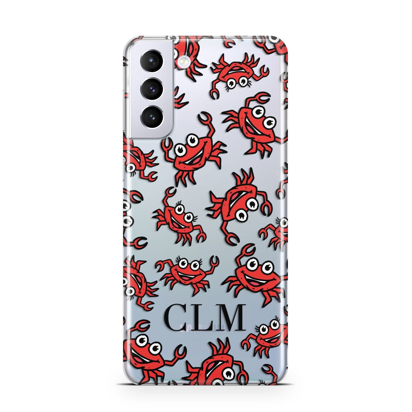 Personalised Crab Initials Clear Samsung S21 Plus Phone Case