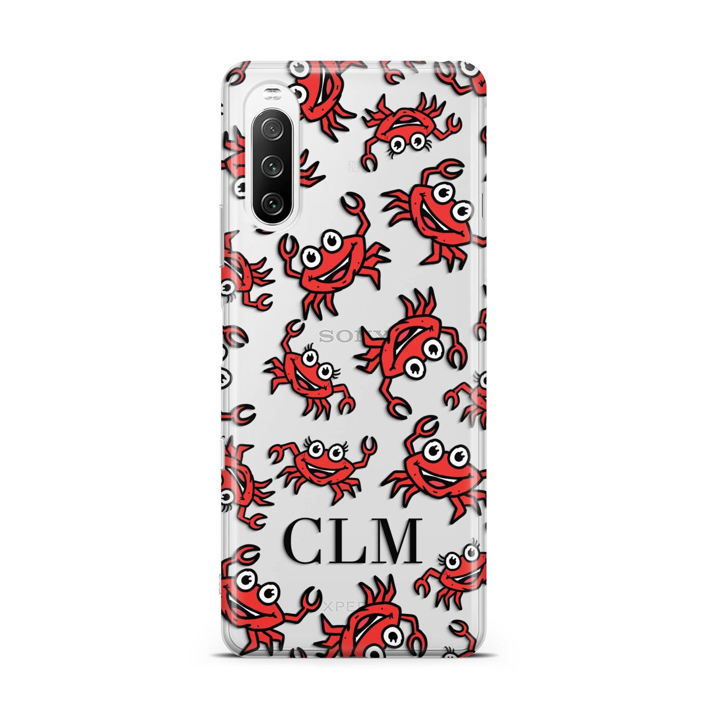 Personalised Crab Initials Clear Sony Xperia 10 III Case