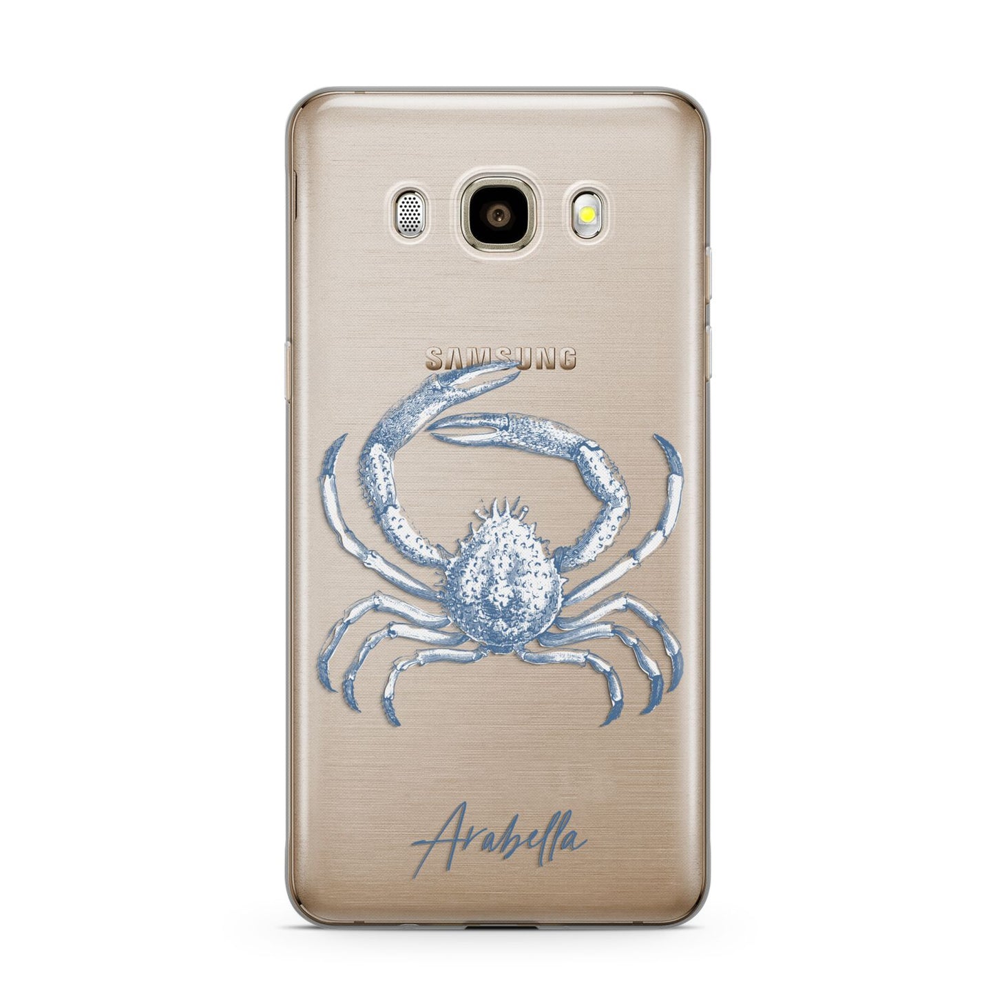 Personalised Crab Samsung Galaxy J7 2016 Case on gold phone
