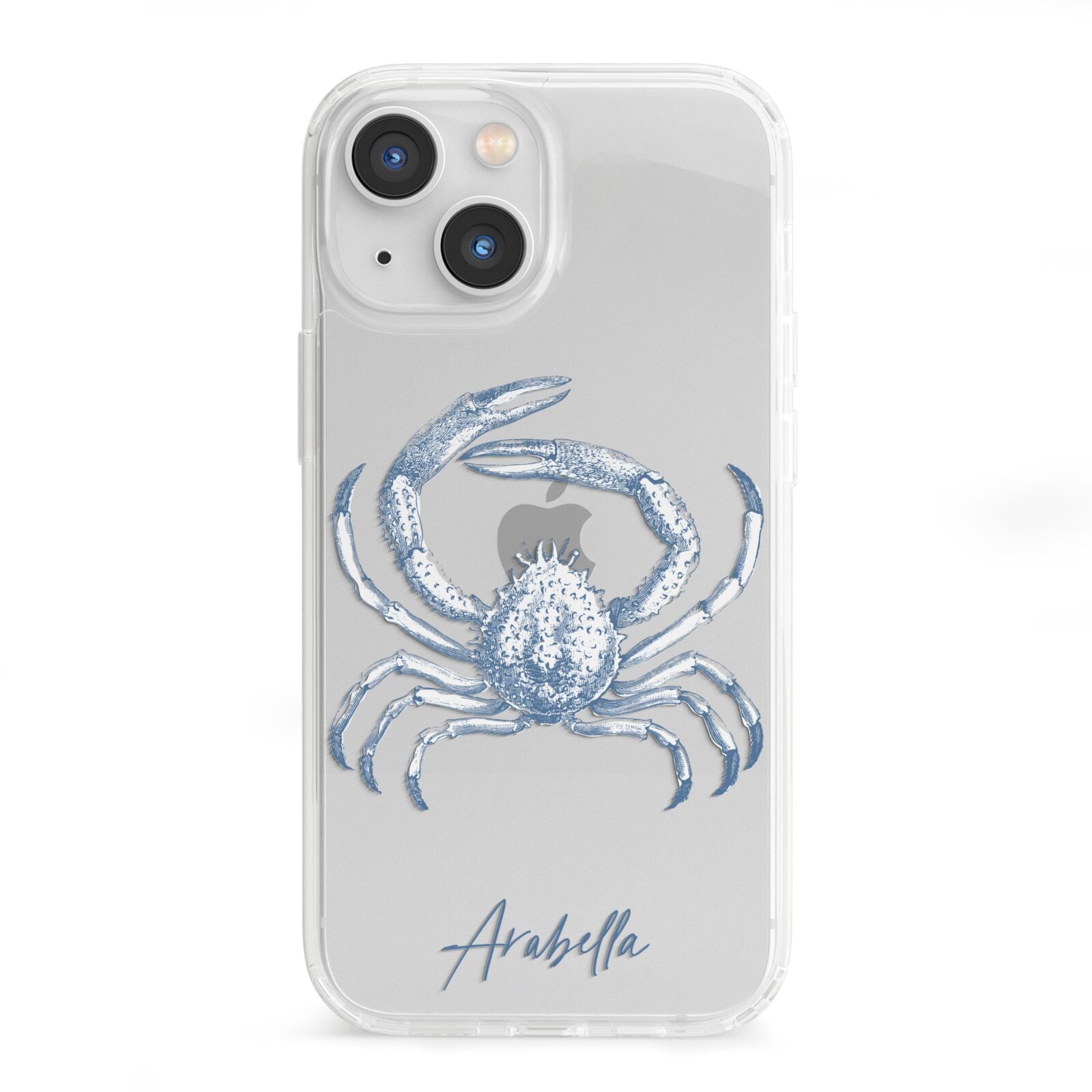 Personalised Crab iPhone 13 Mini Clear Bumper Case
