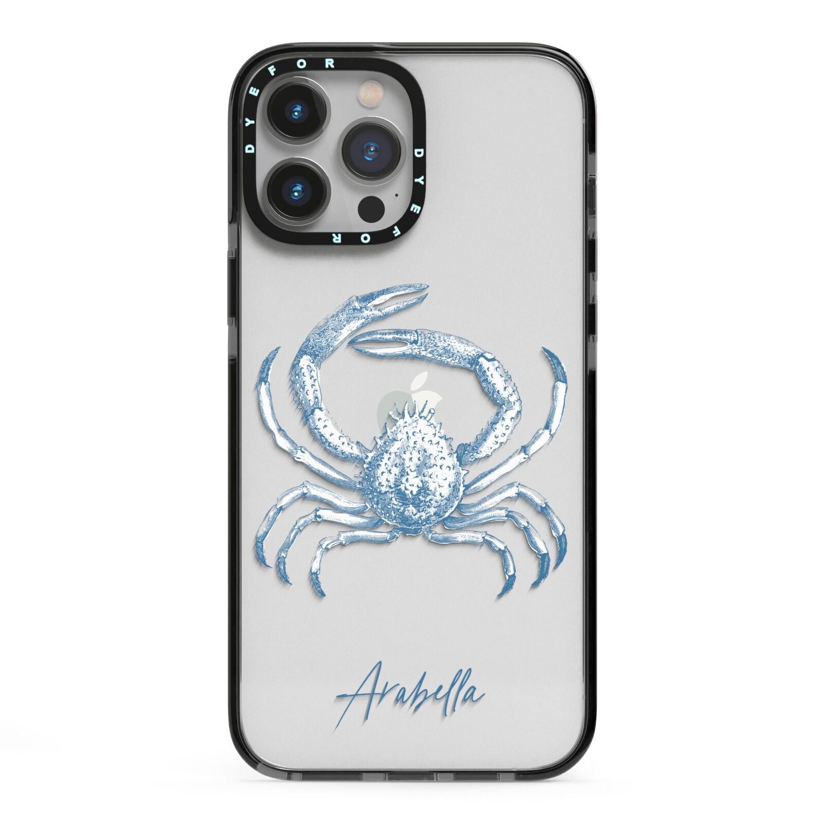 Personalised Crab iPhone 13 Pro Max Black Impact Case on Silver phone