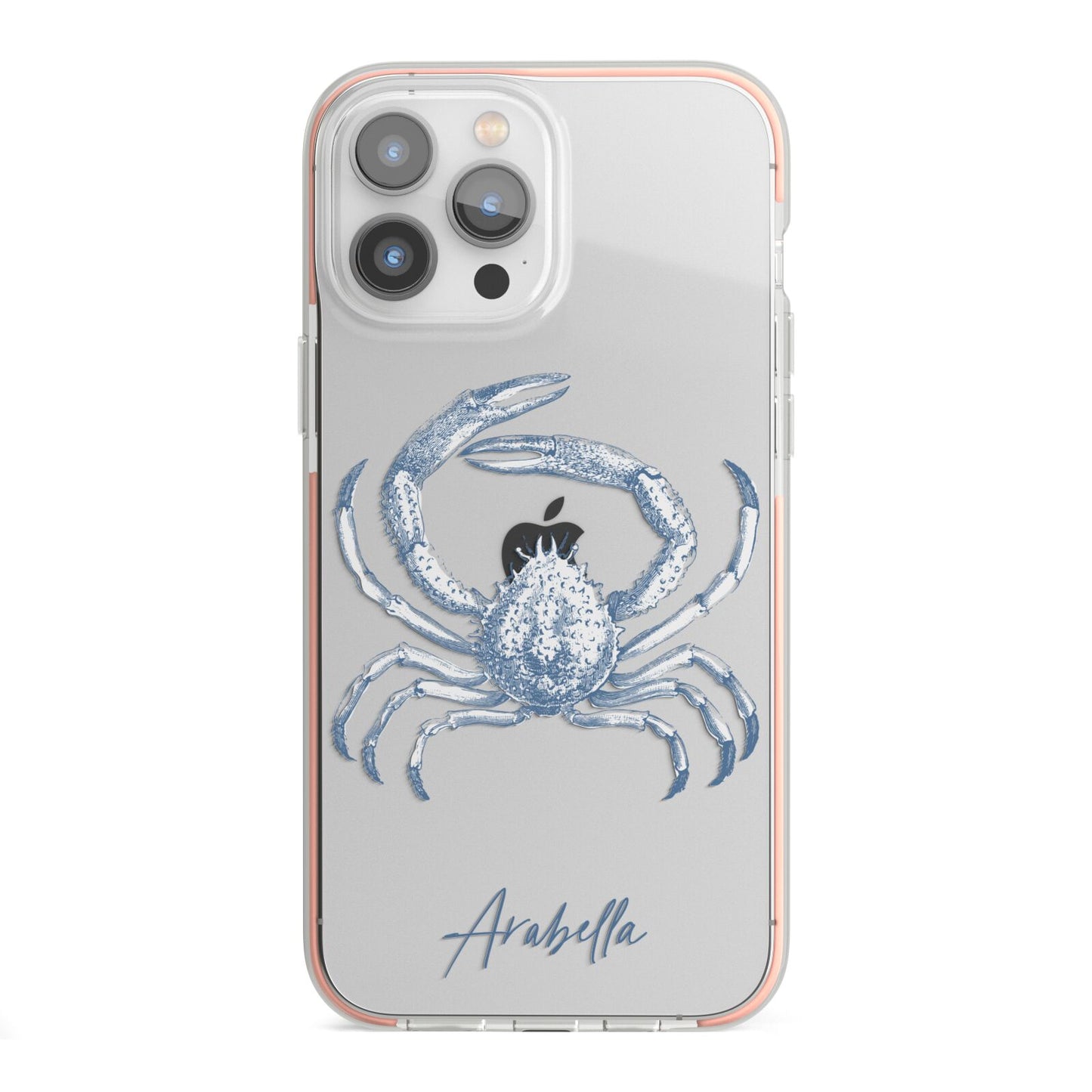Personalised Crab iPhone 13 Pro Max TPU Impact Case with Pink Edges