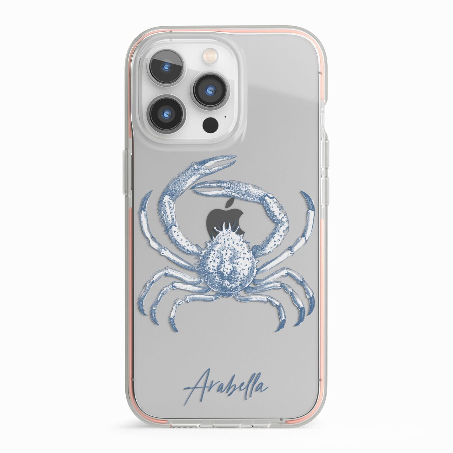 Personalised Crab iPhone 13 Pro TPU Impact Case with Pink Edges