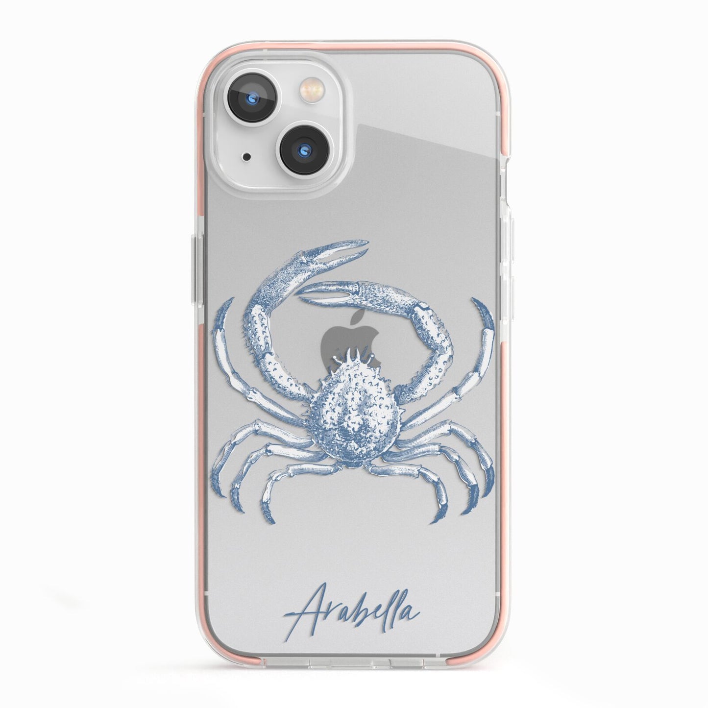 Personalised Crab iPhone 13 TPU Impact Case with Pink Edges