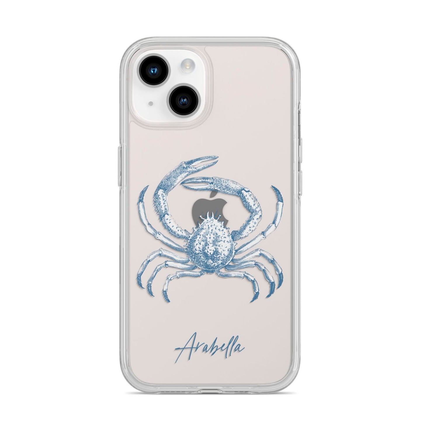 Personalised Crab iPhone 14 Clear Tough Case Starlight