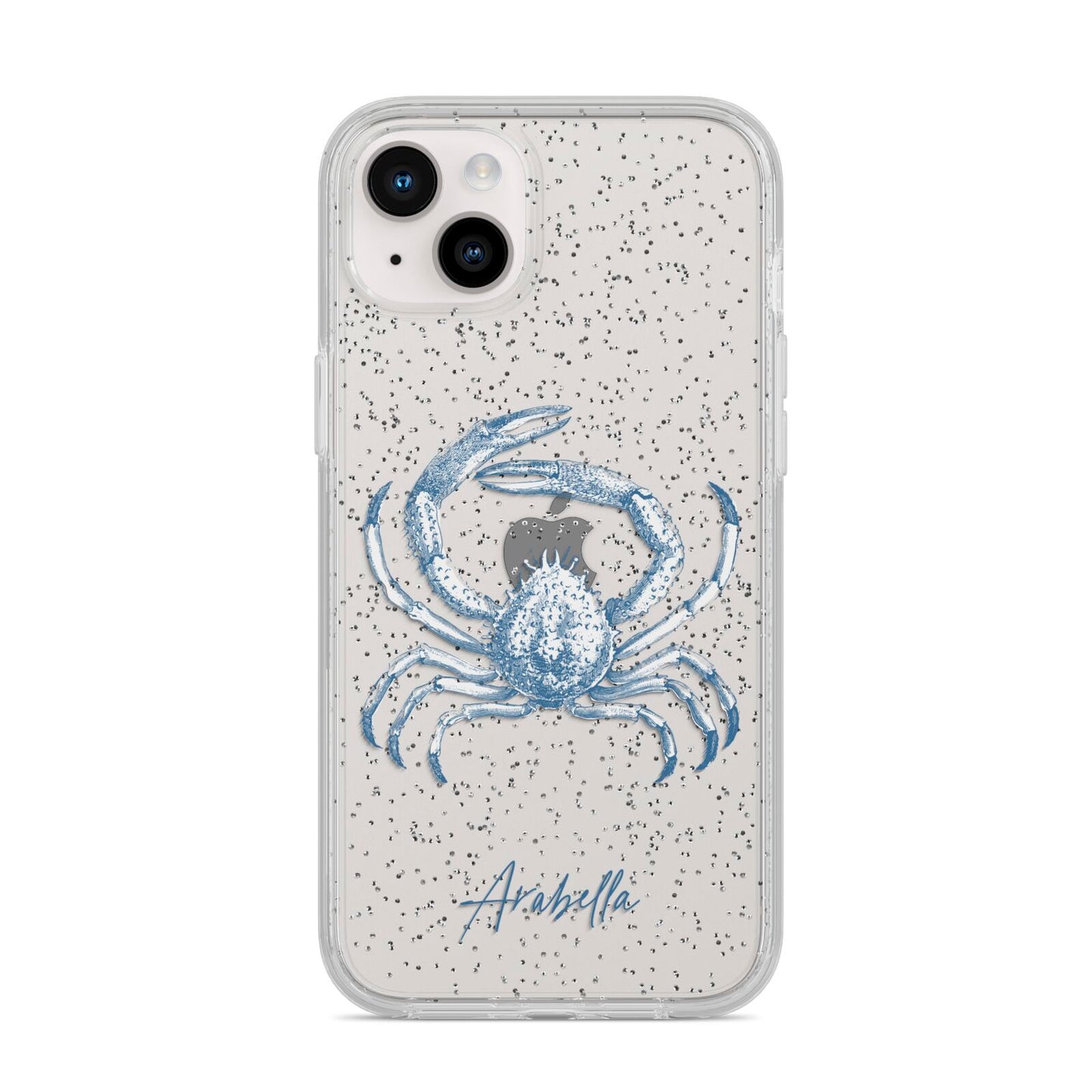 Personalised Crab iPhone 14 Plus Glitter Tough Case Starlight