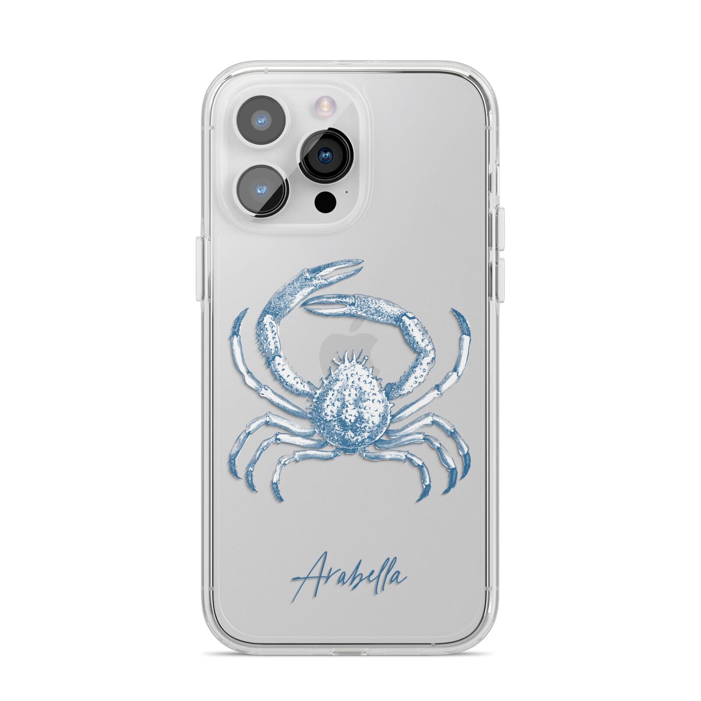 Personalised Crab iPhone 14 Pro Max Clear Tough Case Silver