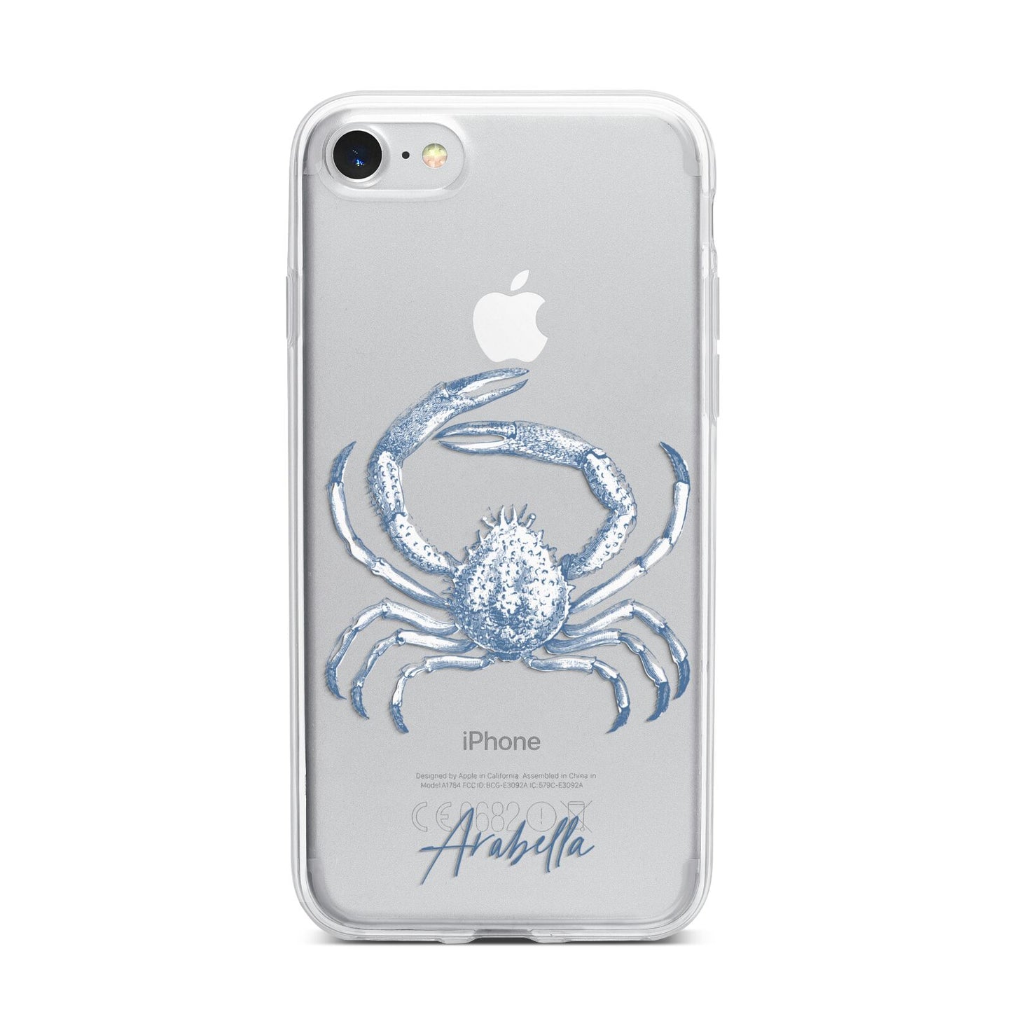 Personalised Crab iPhone 7 Bumper Case on Silver iPhone