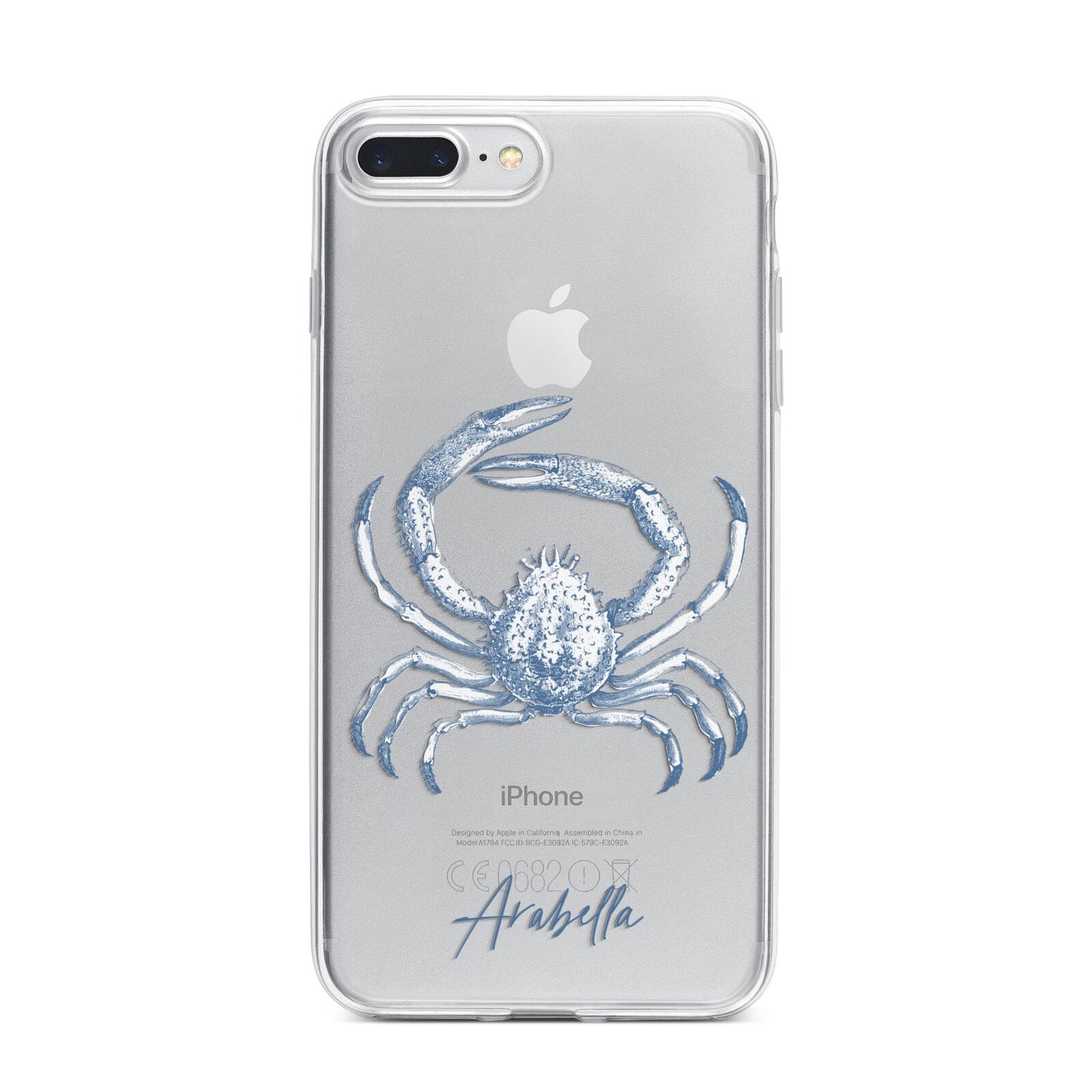 Personalised Crab iPhone 7 Plus Bumper Case on Silver iPhone