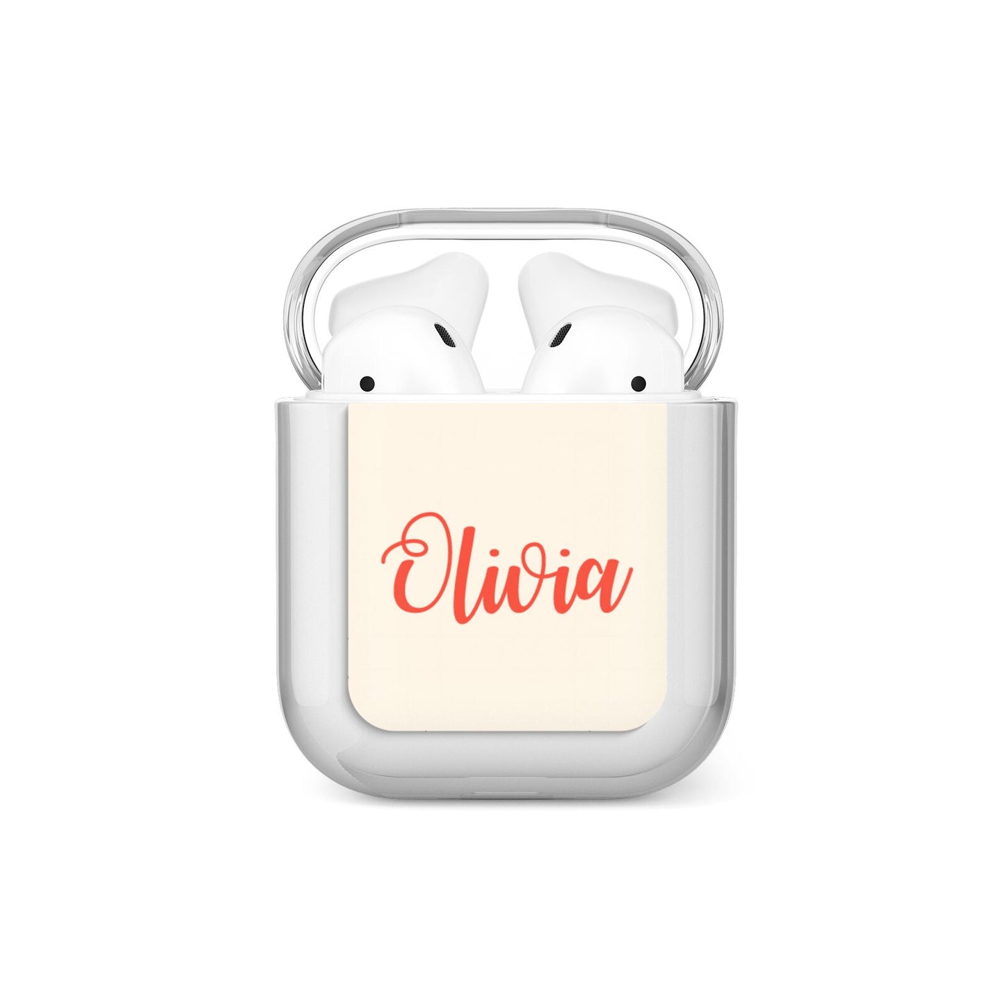 Personalised Cream Red Name AirPods Case
