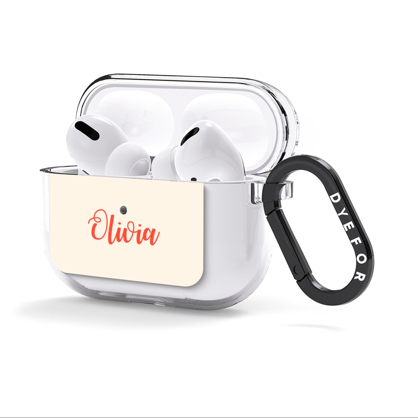 Personalised Cream Red Name AirPods Clear Case 3rd Gen Side Image