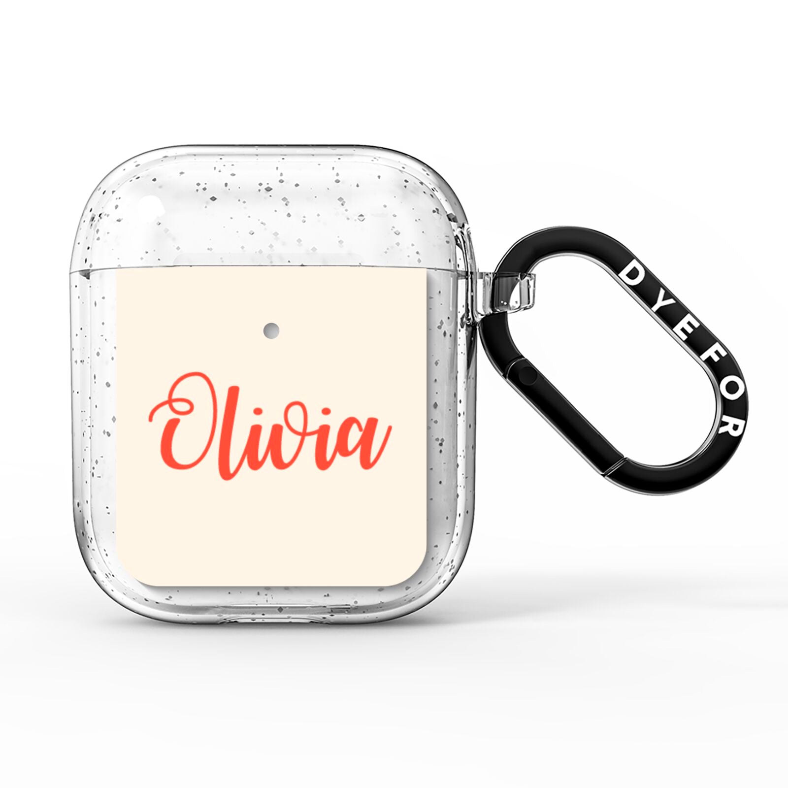 Personalised Cream Red Name AirPods Glitter Case