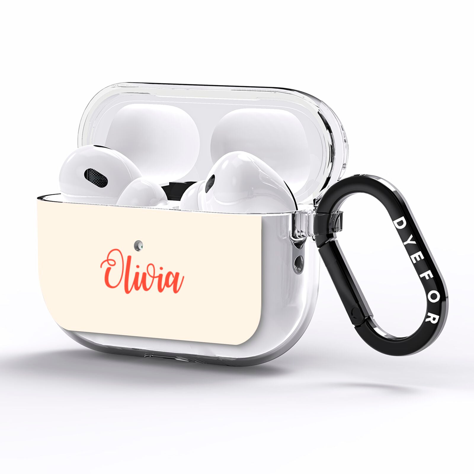 Personalised Cream Red Name AirPods Pro Clear Case Side Image