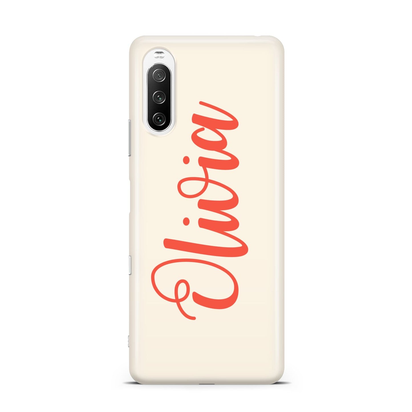 Personalised Cream Red Name Sony Xperia 10 III Case