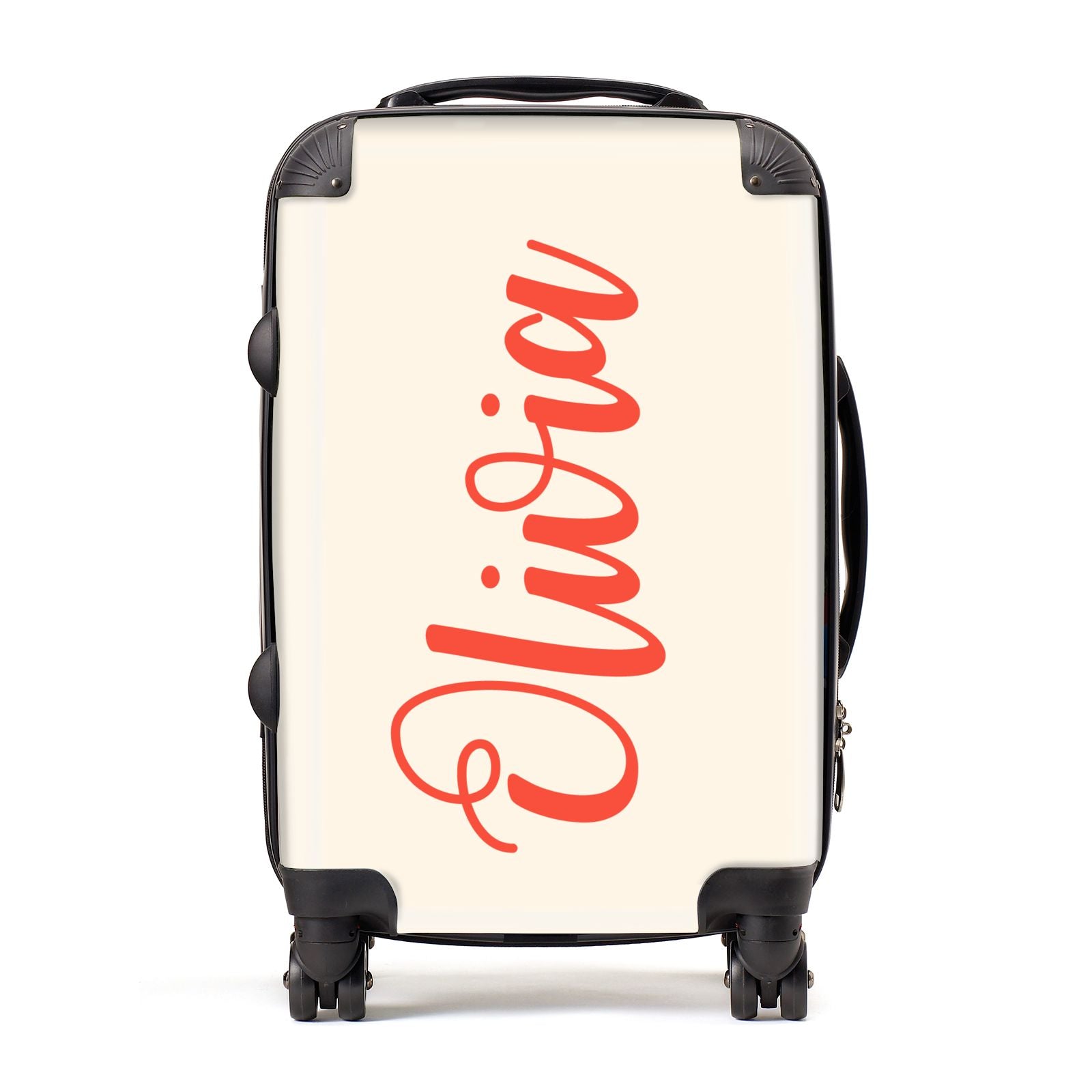 Personalised Cream Red Name Suitcase