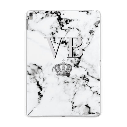 Personalised Crown Marble Initialed Grey Apple iPad Silver Case