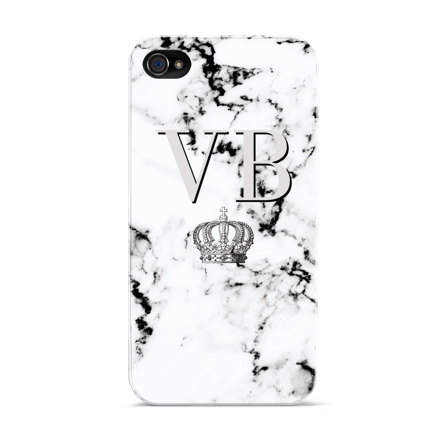 Personalised Crown Marble Initialed Grey Apple iPhone 4s Case