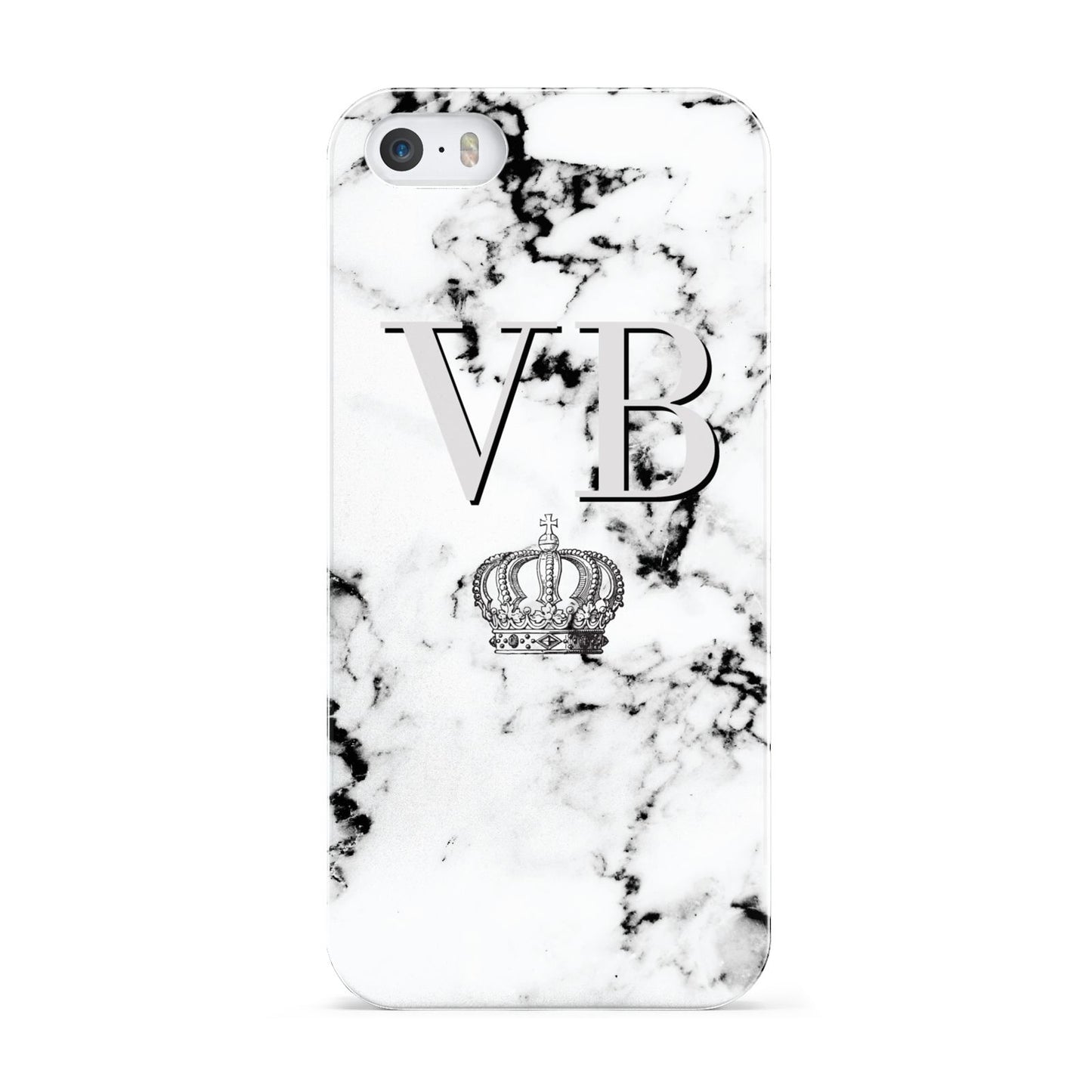 Personalised Crown Marble Initialed Grey Apple iPhone 5 Case