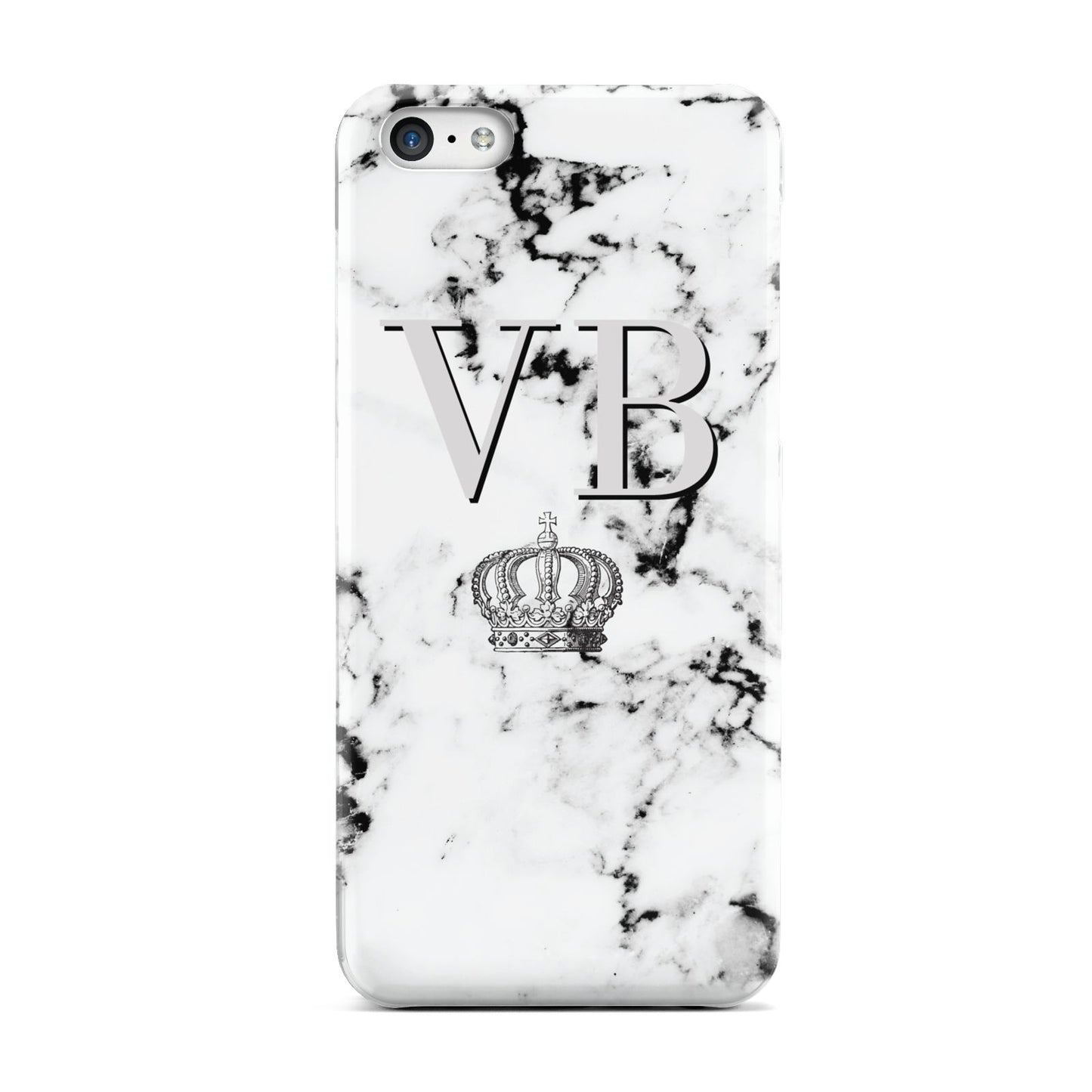 Personalised Crown Marble Initialed Grey Apple iPhone 5c Case