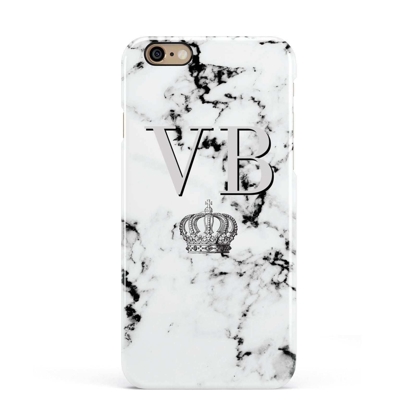 Personalised Crown Marble Initialed Grey Apple iPhone 6 3D Snap Case