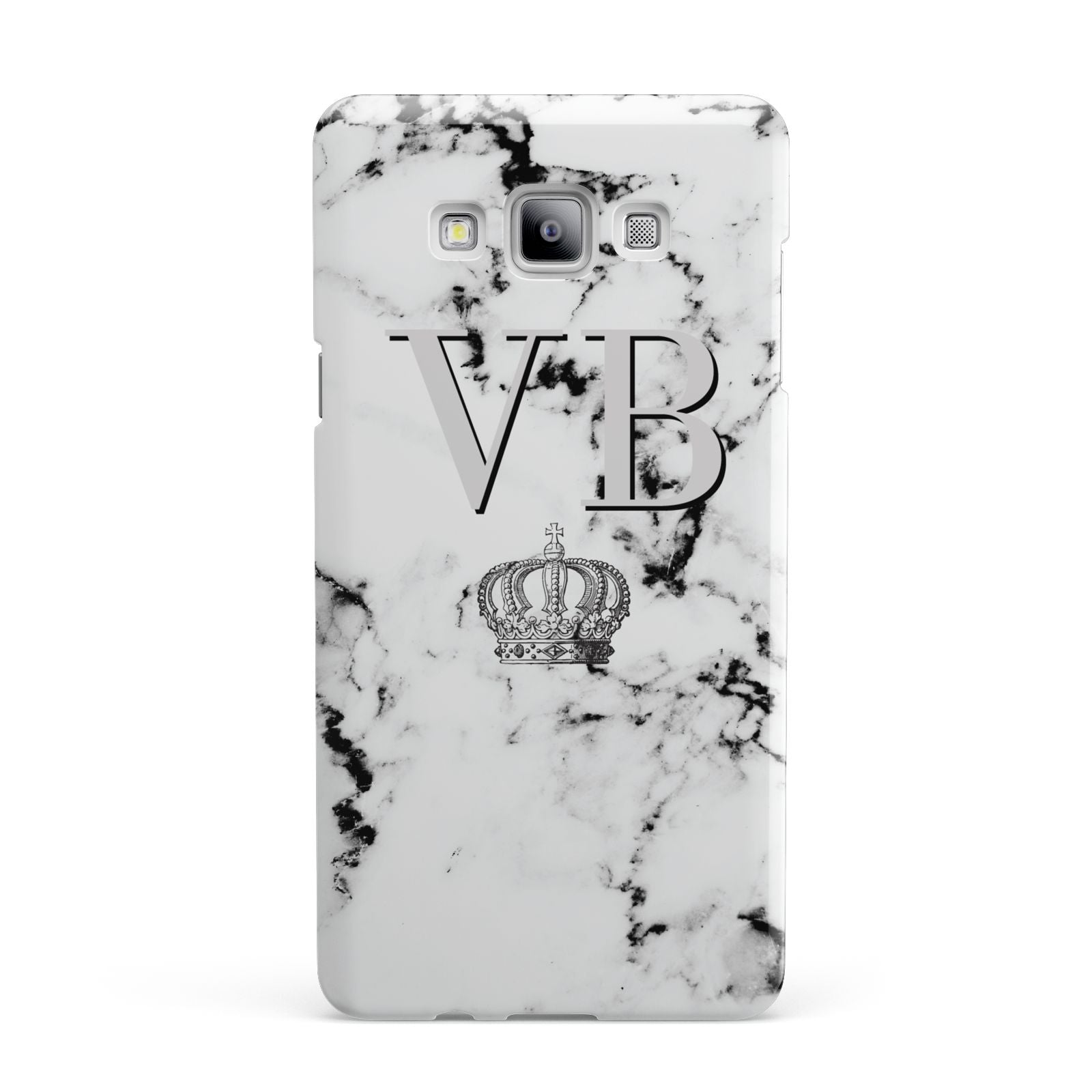 Personalised Crown Marble Initialed Grey Samsung Galaxy A7 2015 Case