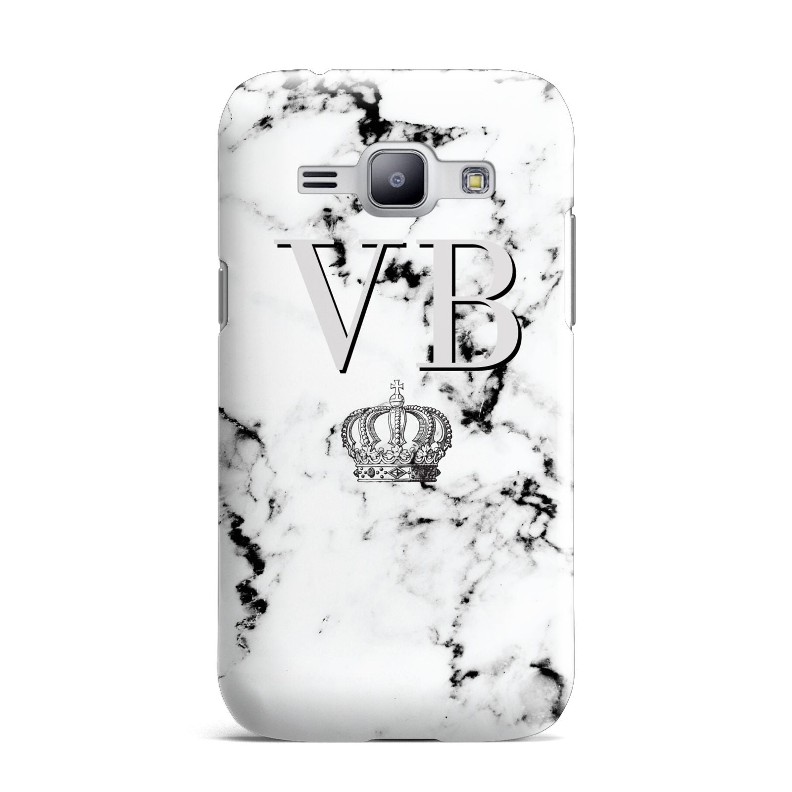 Personalised Crown Marble Initialed Grey Samsung Galaxy J1 2015 Case