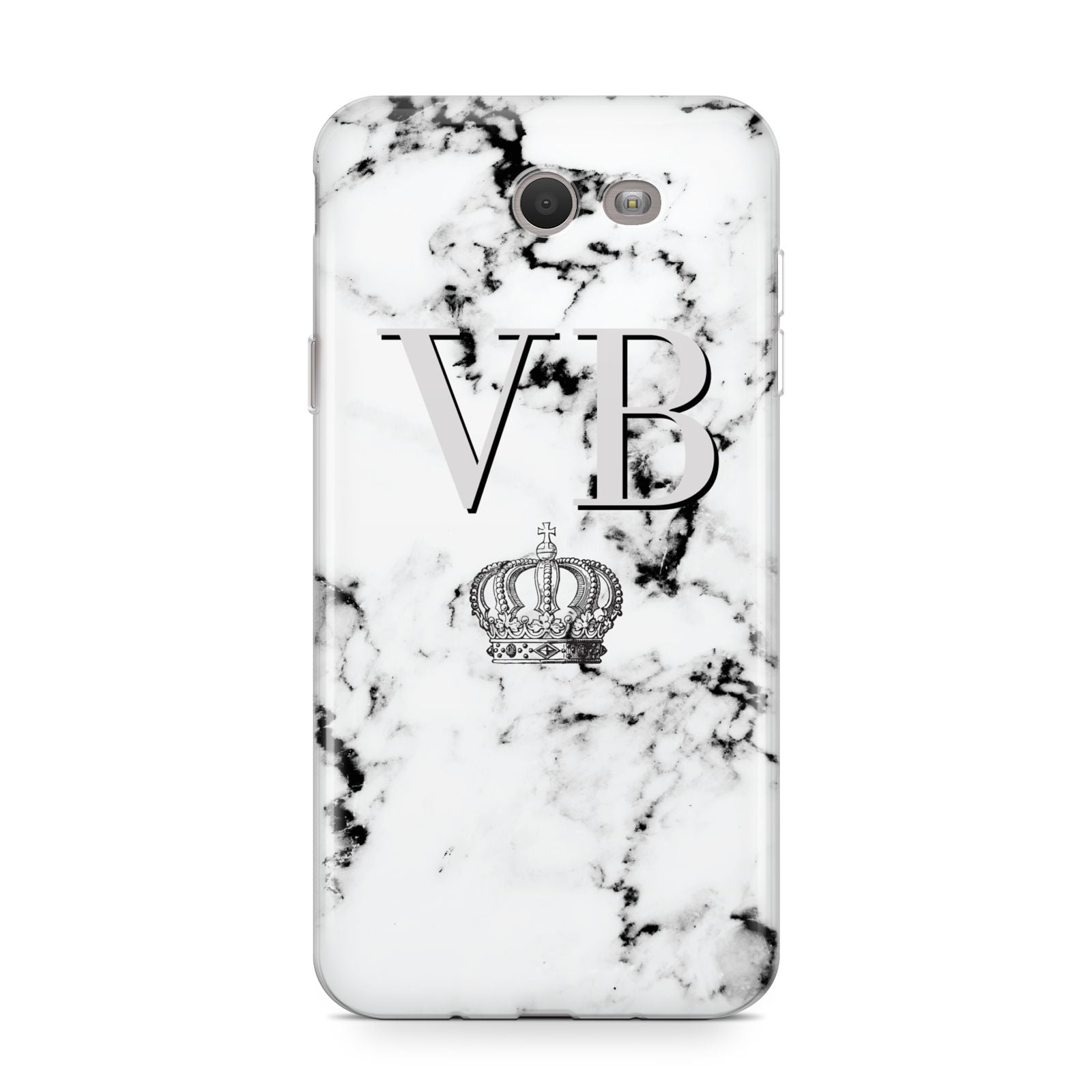 Personalised Crown Marble Initialed Grey Samsung Galaxy J7 2017 Case