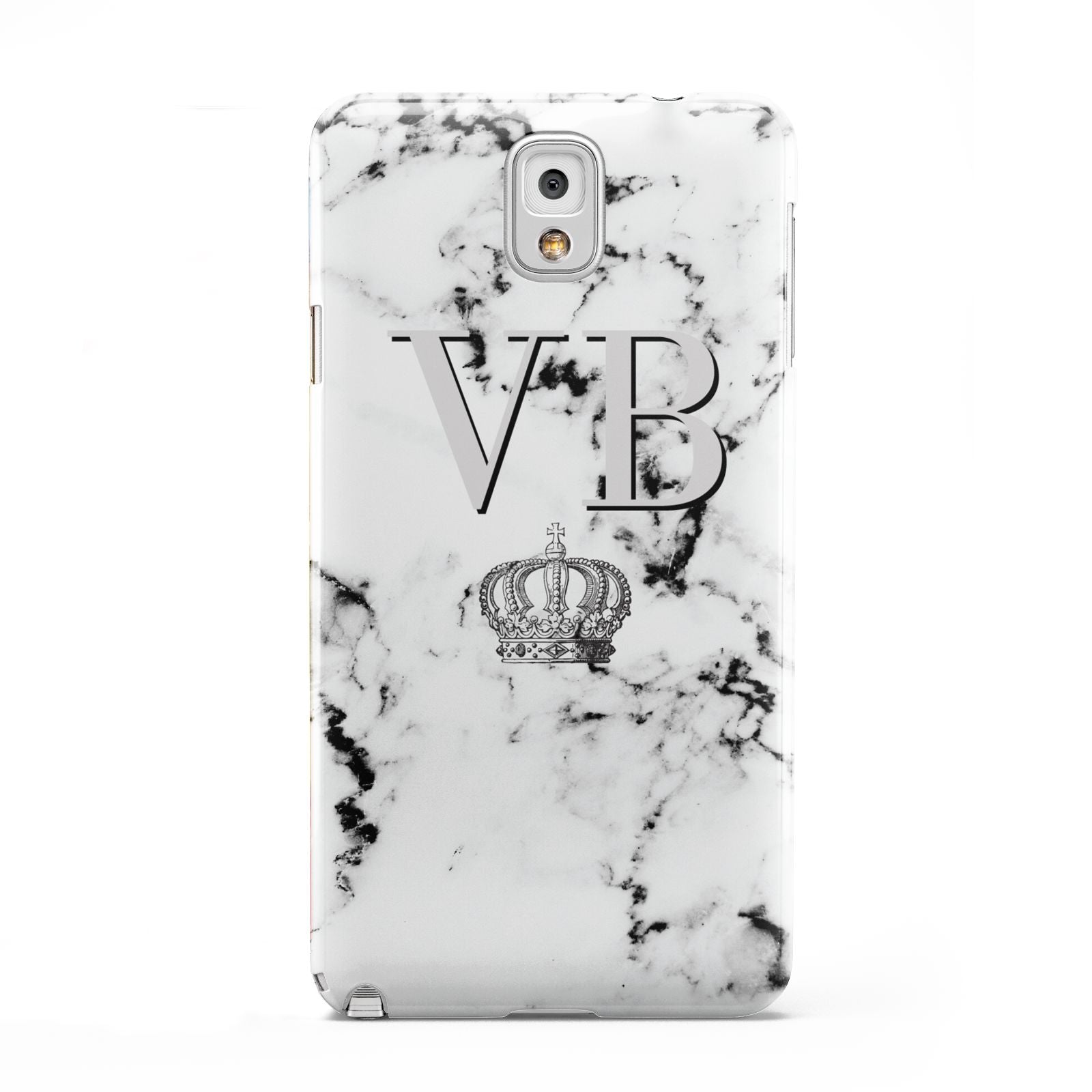 Personalised Crown Marble Initialed Grey Samsung Galaxy Note 3 Case