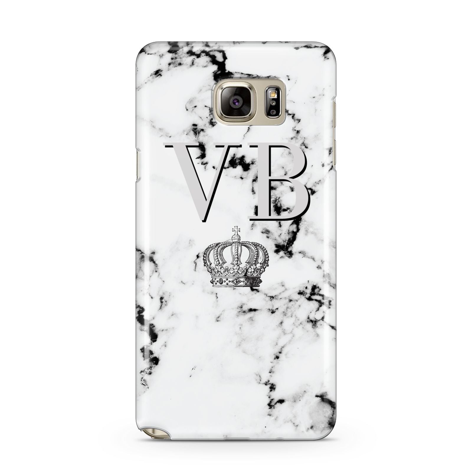Personalised Crown Marble Initialed Grey Samsung Galaxy Note 5 Case