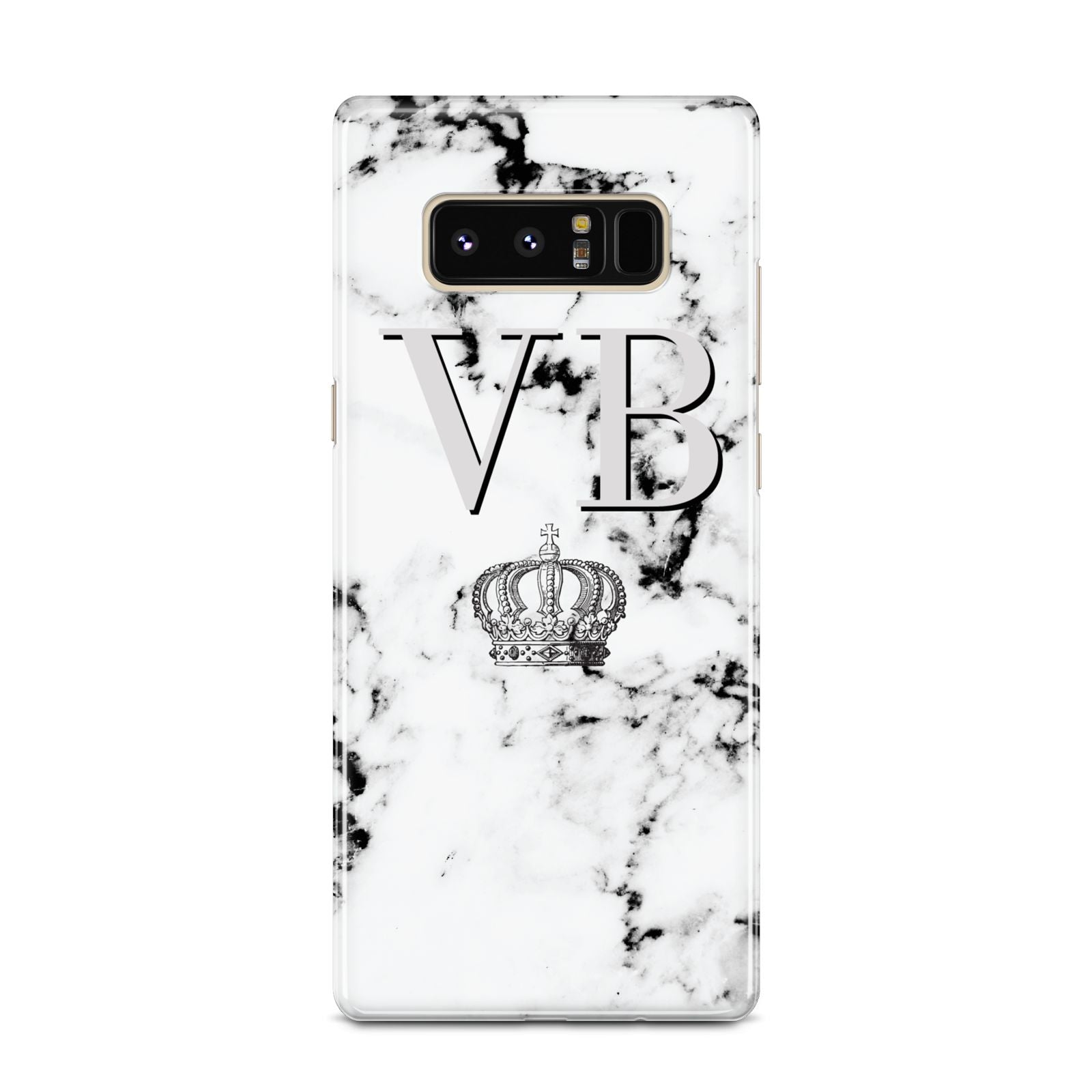 Personalised Crown Marble Initialed Grey Samsung Galaxy Note 8 Case
