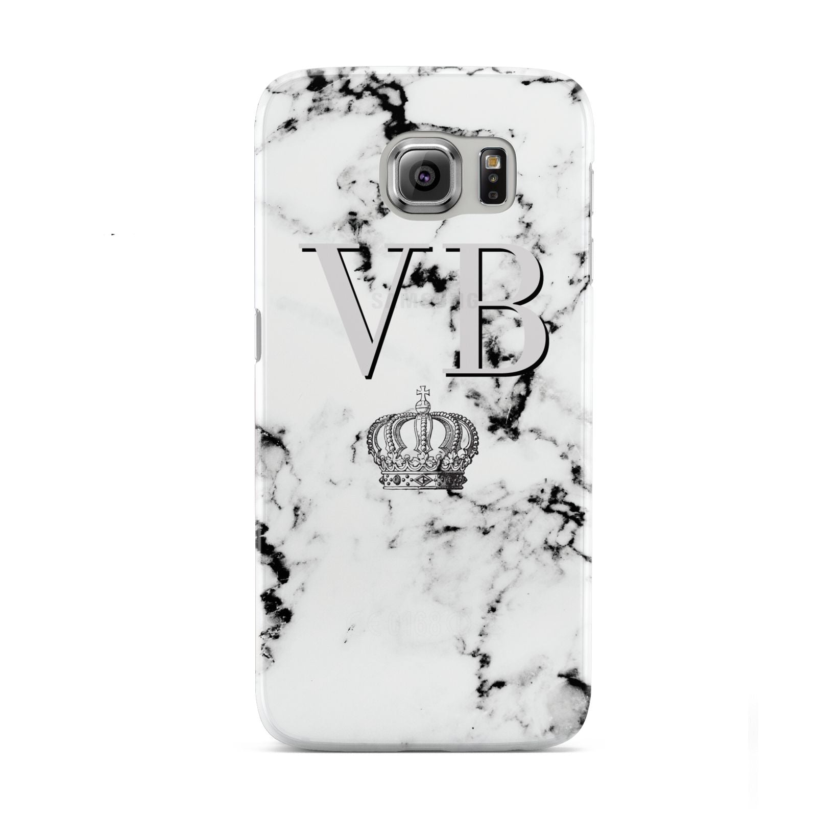 Personalised Crown Marble Initialed Grey Samsung Galaxy S6 Case