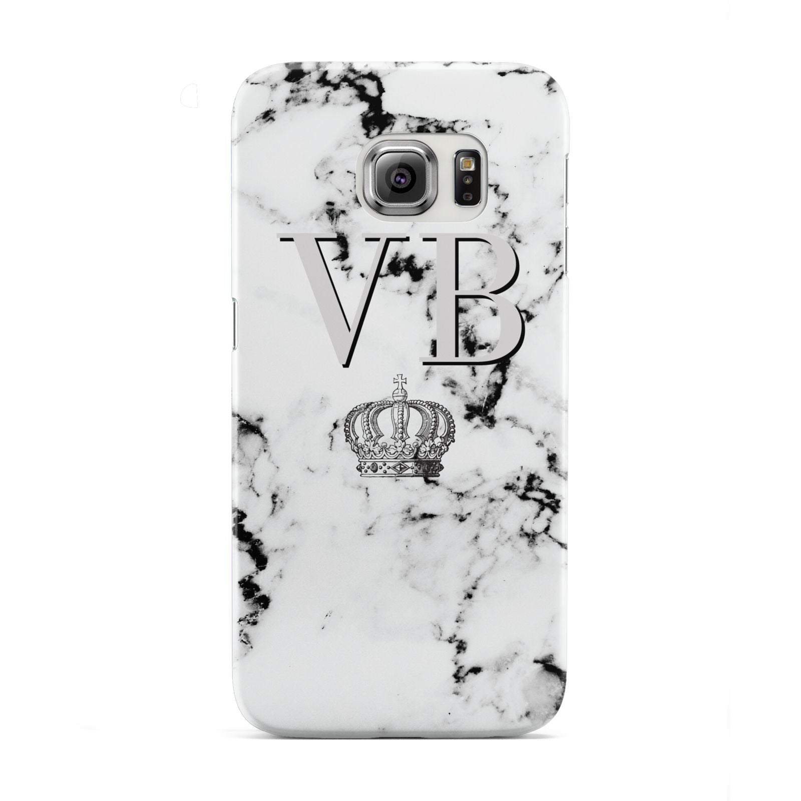 Personalised Crown Marble Initialed Grey Samsung Galaxy S6 Edge Case