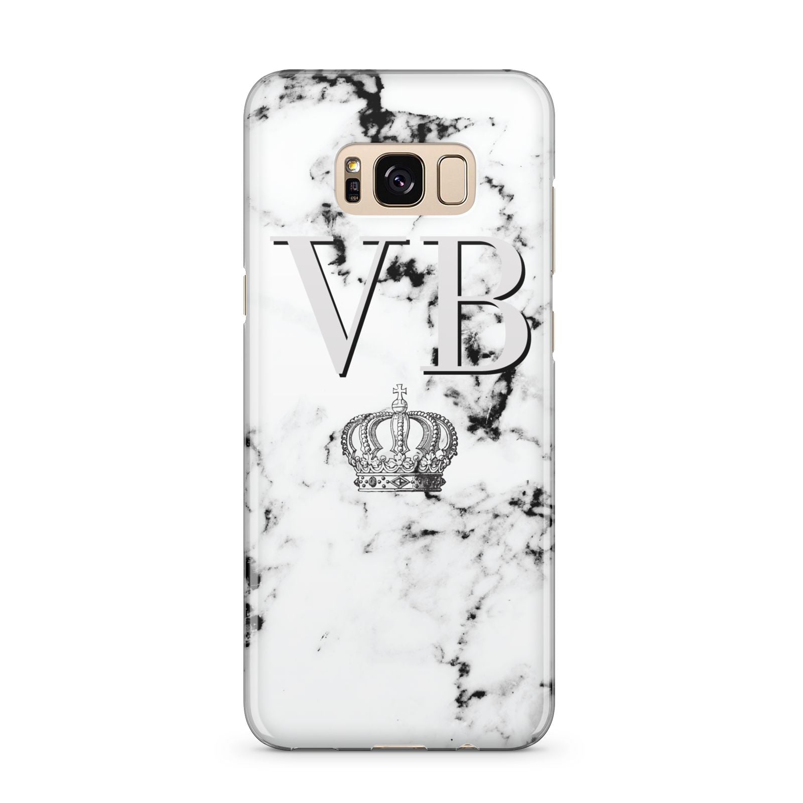Personalised Crown Marble Initialed Grey Samsung Galaxy S8 Plus Case