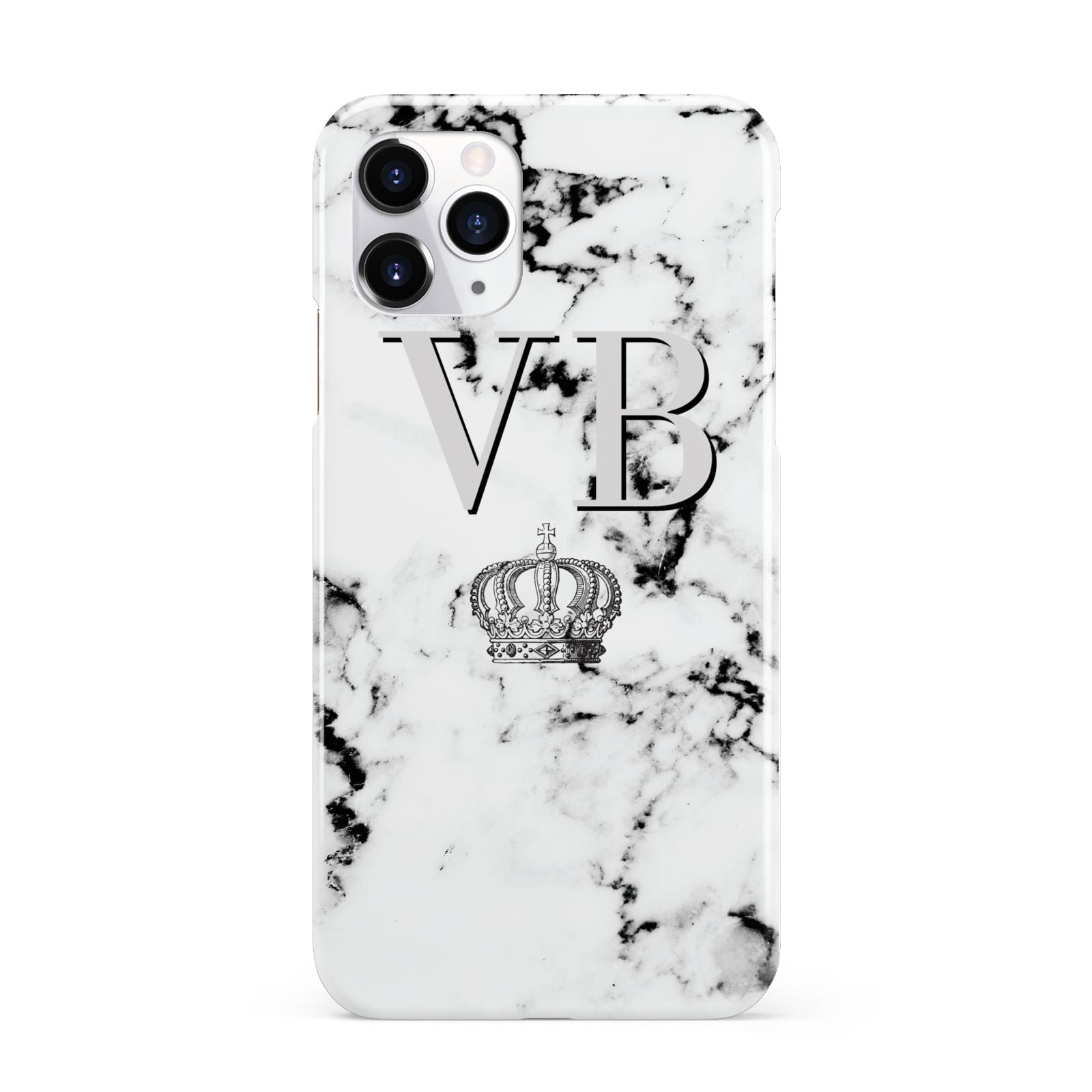 Personalised Crown Marble Initialed Grey iPhone 11 Pro 3D Snap Case
