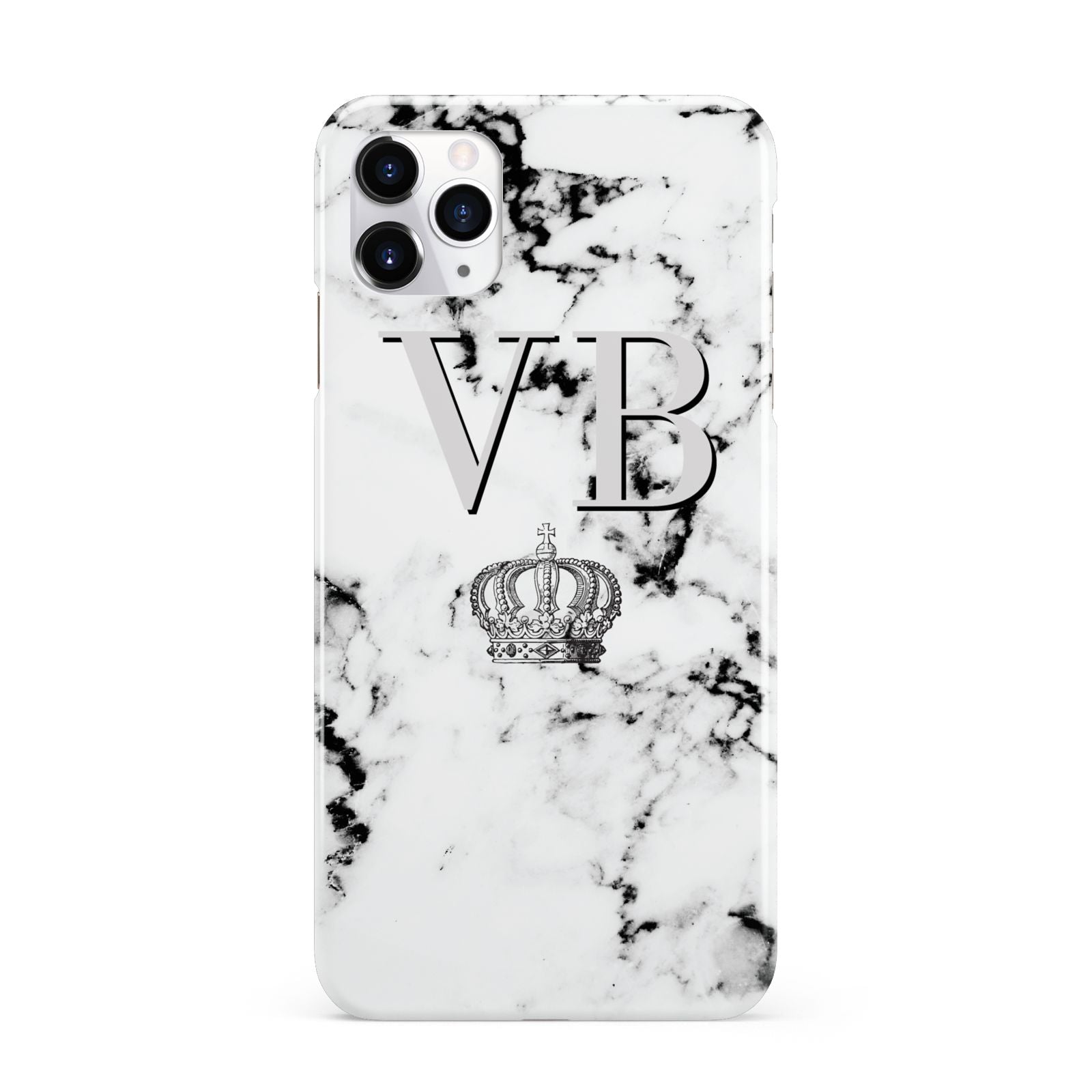 Personalised Crown Marble Initialed Grey iPhone 11 Pro Max 3D Snap Case