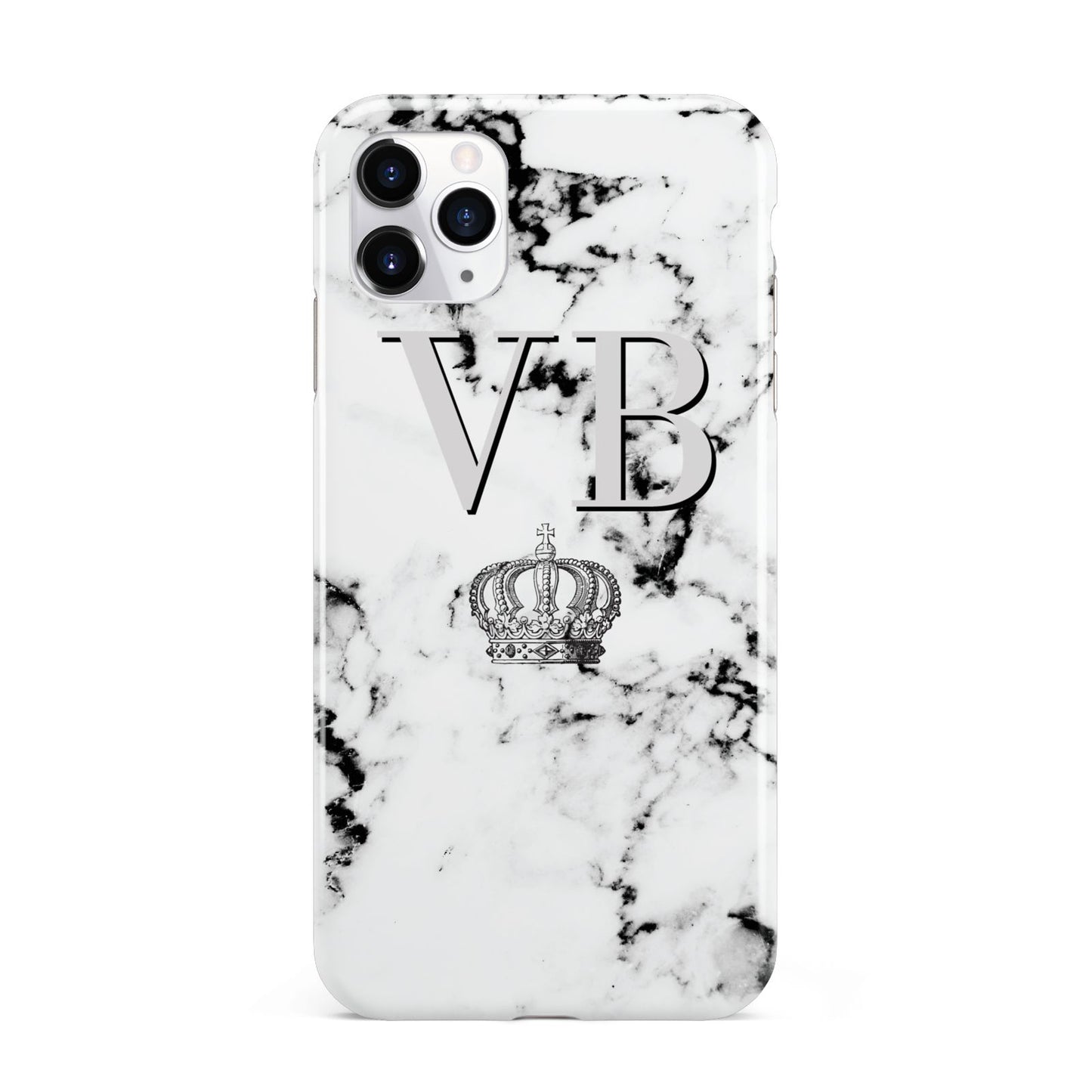 Personalised Crown Marble Initialed Grey iPhone 11 Pro Max 3D Tough Case