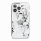 Personalised Crown Marble Initialed Grey iPhone 13 Pro TPU Impact Case with White Edges