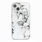 Personalised Crown Marble Initialed Grey iPhone 13 TPU Impact Case with White Edges