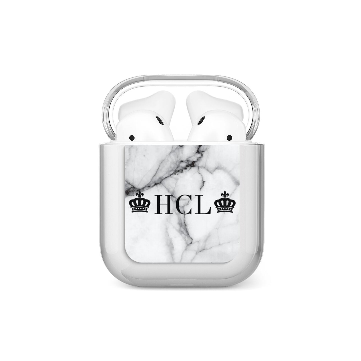 Personalised Crowns Marble Initials AirPods Case