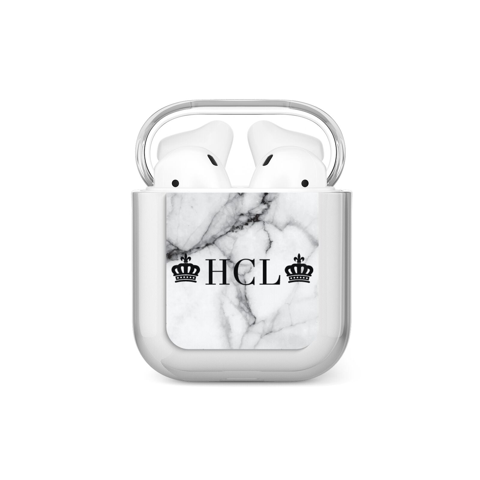 Personalised Crowns Marble Initials AirPods Case