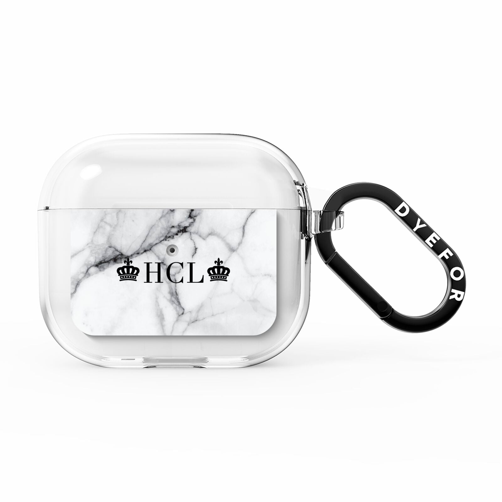 Personalised Crowns Marble Initials AirPods Clear Case 3rd Gen