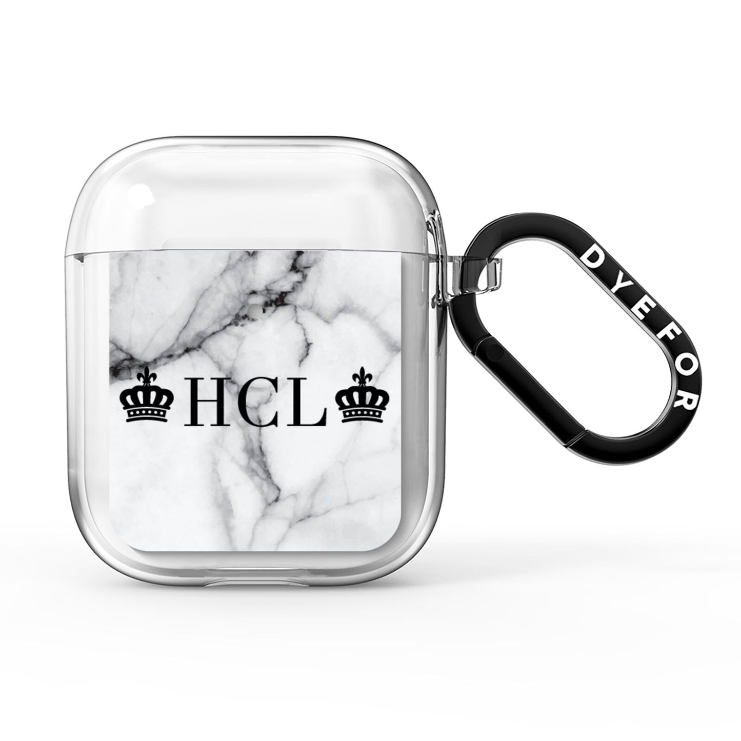 Personalised Crowns Marble Initials AirPods Clear Case