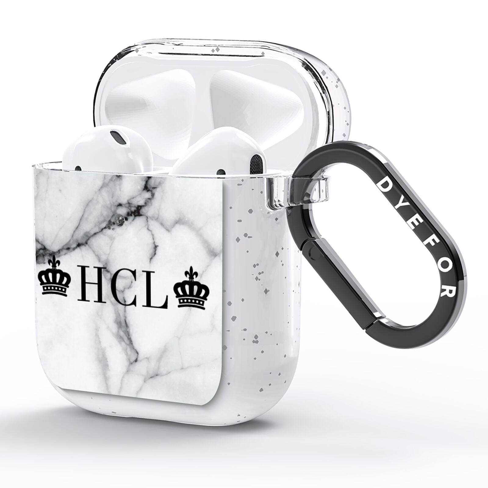 Personalised Crowns Marble Initials AirPods Glitter Case Side Image