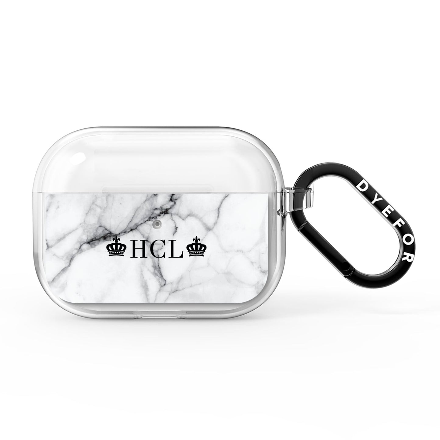 Personalised Crowns Marble Initials AirPods Pro Clear Case