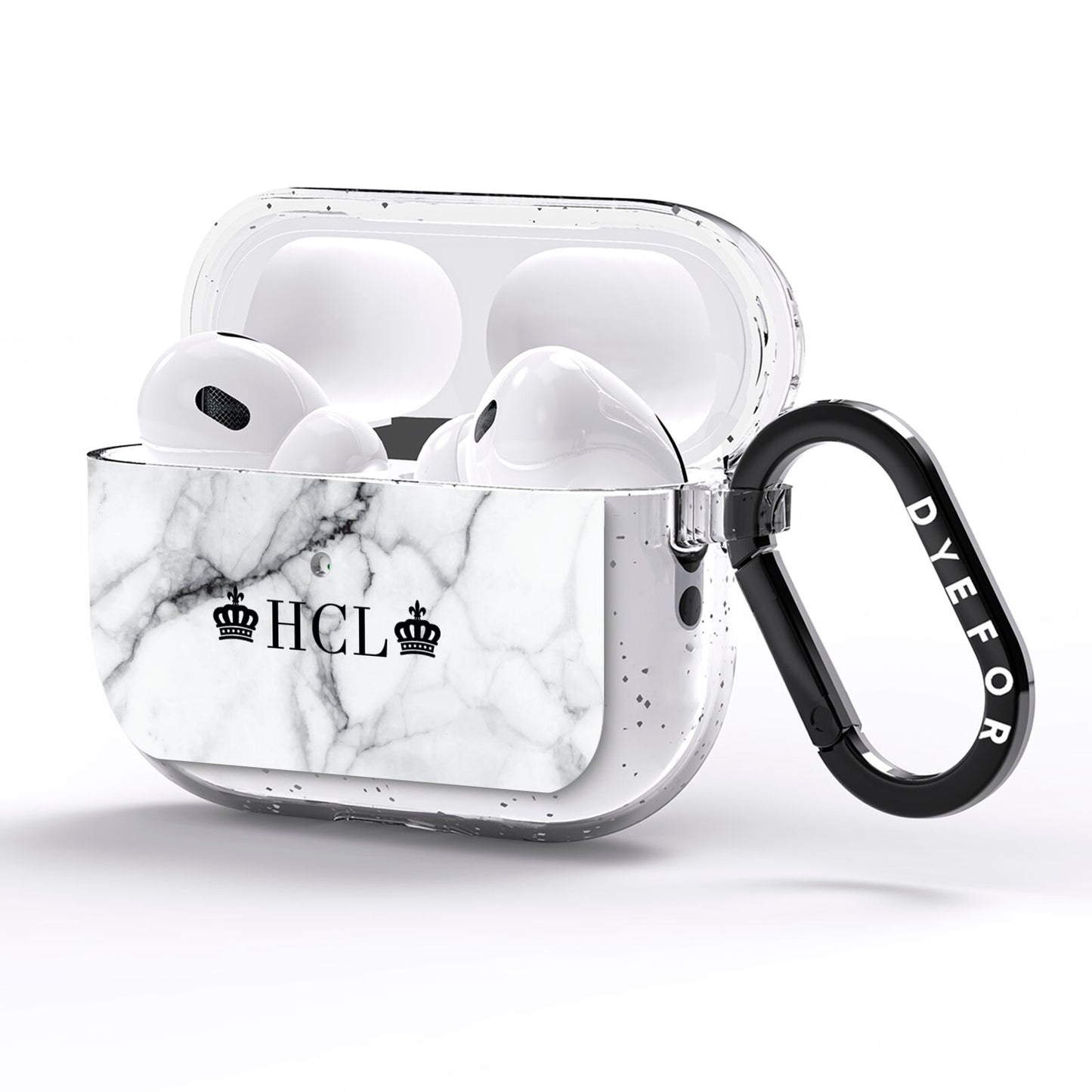 Personalised Crowns Marble Initials AirPods Pro Glitter Case Side Image