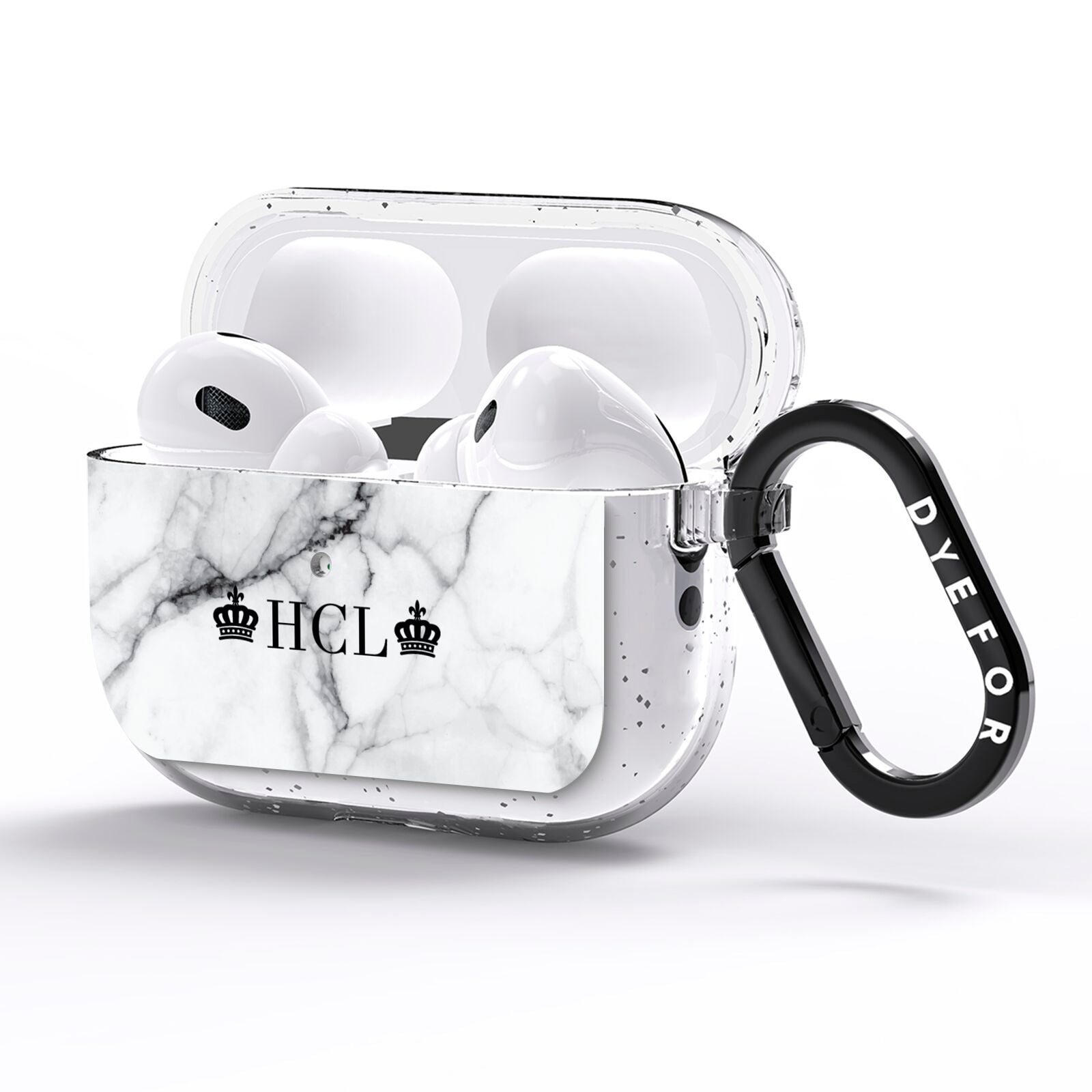 Personalised Crowns Marble Initials AirPods Pro Glitter Case Side Image
