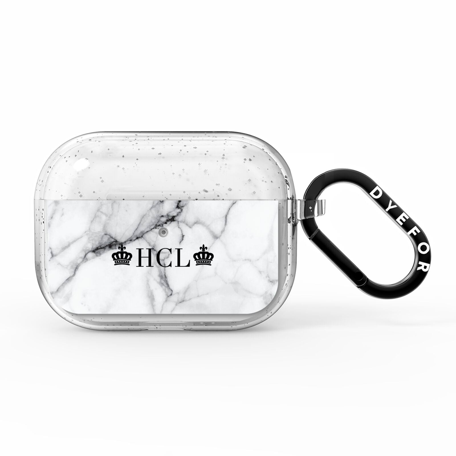 Personalised Crowns Marble Initials AirPods Pro Glitter Case
